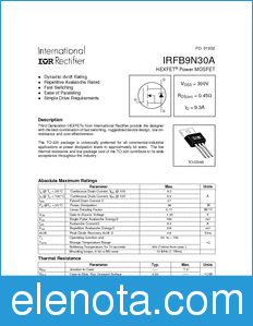 International Rectifier IRFB9N30A datasheet