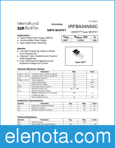 International Rectifier IRFBA34N50C datasheet