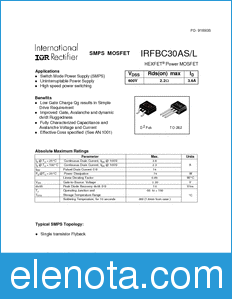 International Rectifier IRFBC30AL datasheet