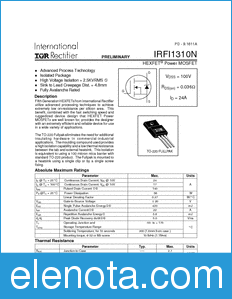 International Rectifier IRFI1310N datasheet