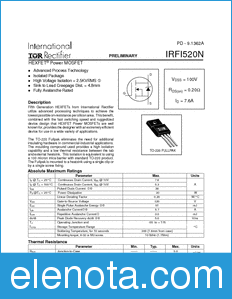 International Rectifier IRFI520N datasheet