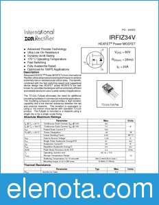 International Rectifier IRFIZ34V datasheet