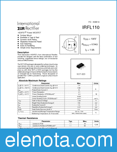 International Rectifier IRFL110 datasheet