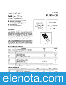 International Rectifier IRFP140N datasheet