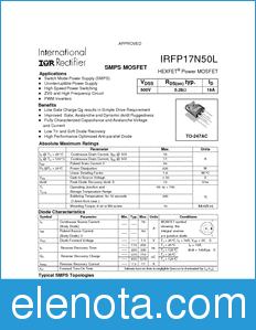 International Rectifier IRFP17N50L datasheet
