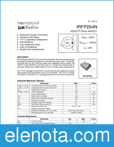 International Rectifier IRFP254N datasheet