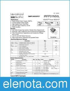 International Rectifier IRFP31N50L datasheet