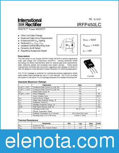 International Rectifier IRFP450LC datasheet