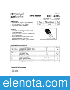 International Rectifier IRFP460A datasheet