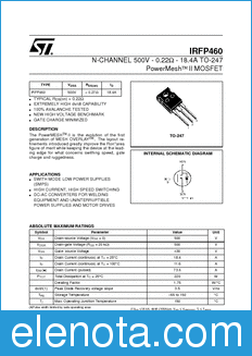 STMicroelectronics IRFP460 datasheet