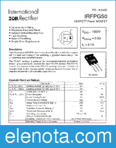 International Rectifier IRFPG50 datasheet