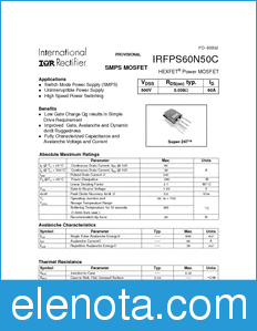 International Rectifier IRFPS60N50C datasheet