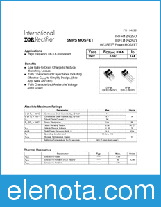 International Rectifier IRFR12N25D datasheet
