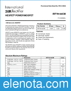 International Rectifier IRFY9140CM datasheet