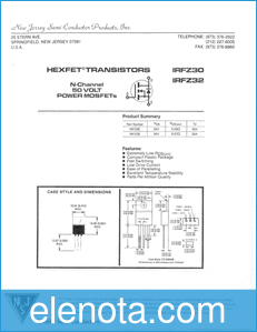 New Jersey Semi-Conductor IRFZ30 datasheet