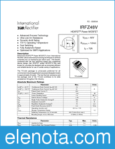 International Rectifier IRFZ48V datasheet