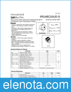 International Rectifier IRG4BC20UD-S datasheet