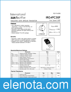 International Rectifier IRG4PC30F datasheet