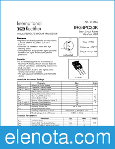 International Rectifier IRG4PC30K datasheet
