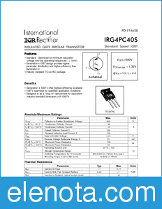 International Rectifier IRG4PC40S datasheet