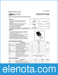International Rectifier IRG4PC40W datasheet