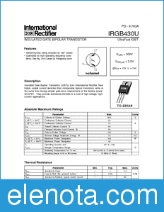 International Rectifier IRGB430U datasheet