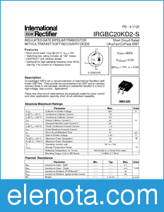 International Rectifier IRGBC20KD2-S datasheet