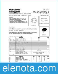International Rectifier IRGBC20MD2-S datasheet
