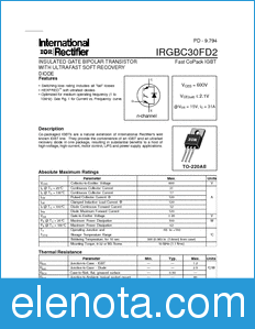 International Rectifier IRGBC30FD2 datasheet