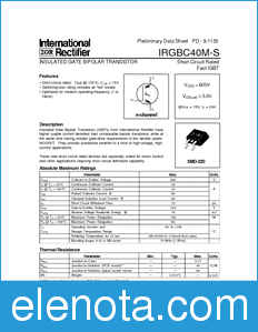 International Rectifier IRGBC40M-S datasheet