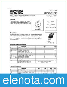 International Rectifier IRGBF20F datasheet