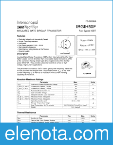 International Rectifier IRGIH50F datasheet