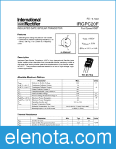 International Rectifier IRGPC20F datasheet