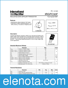 International Rectifier IRGPC30F datasheet