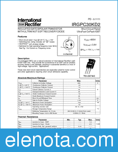 International Rectifier IRGPC30KD2 datasheet