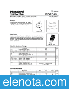 International Rectifier IRGPC40U datasheet