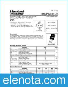 International Rectifier IRGPC50FD2 datasheet