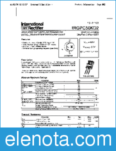 International Rectifier IRGPC50KD2 datasheet