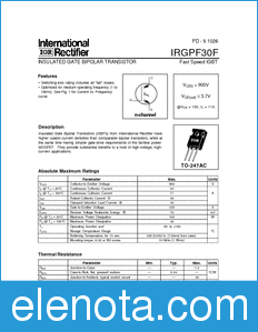 International Rectifier IRGPF30F datasheet