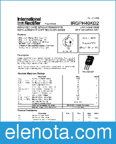 International Rectifier IRGPH40KD2 datasheet