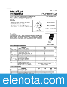 International Rectifier IRGPH50FD2 datasheet