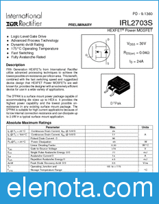 International Rectifier IRL2703S datasheet
