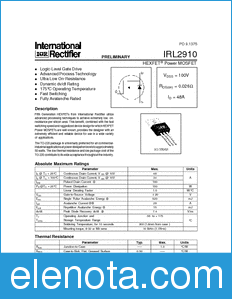 International Rectifier IRL2910N datasheet