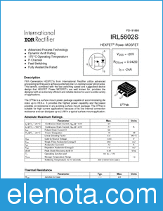 International Rectifier IRL5602S datasheet