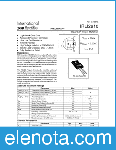 International Rectifier IRLI2910 datasheet