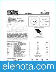 International Rectifier IRLI3303 datasheet