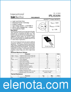 International Rectifier IRLI530N datasheet