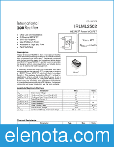 International Rectifier IRLML2502 datasheet