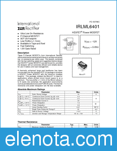 International Rectifier IRLML6401 datasheet