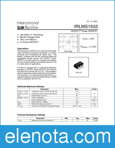 International Rectifier IRLMS1503 datasheet